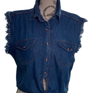 Biker Wear size L crop top denim